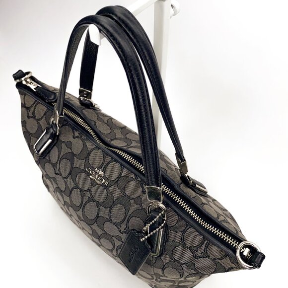 COACH Signature Kelsey Satchel Smoke/Black Crossbody Bag - Picture 4 of 16